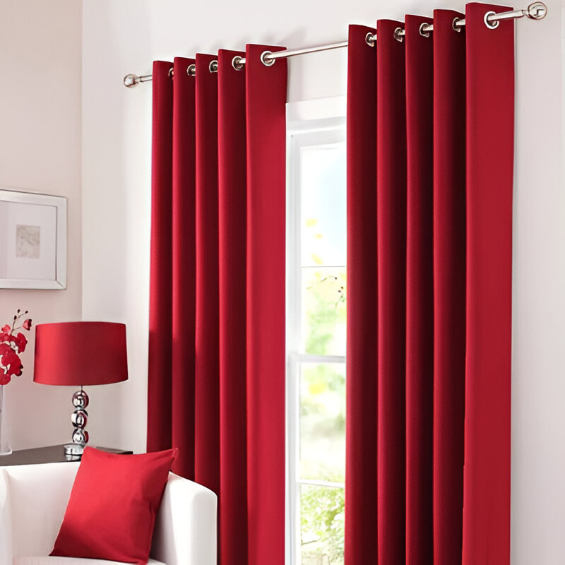 Plain Dyed Eyelet Curtains in Maroon
