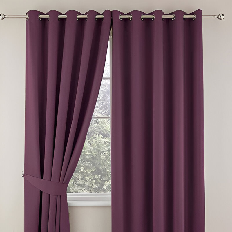 Plain Dyed Eyelet Curtains with lining in Purple