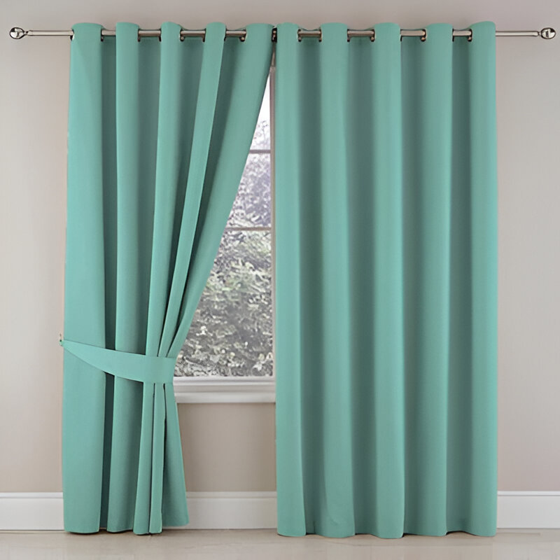 Plain Dyed Eyelet Curtains with lining in Tale