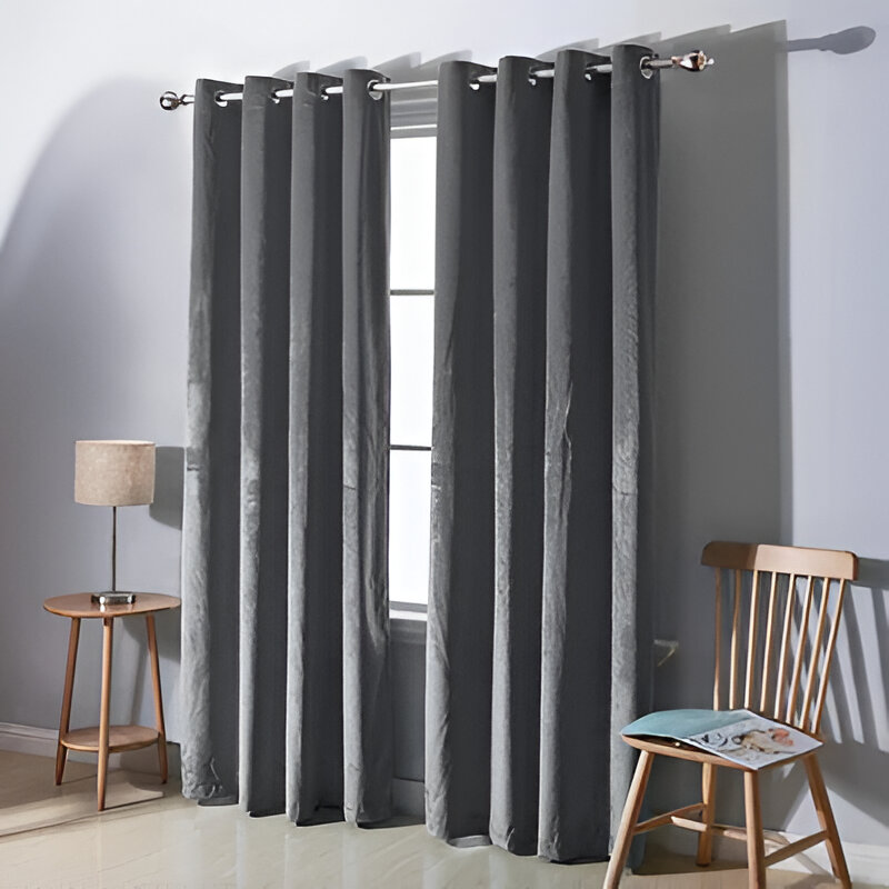 Premium Dark Grey Velvet Curtain 