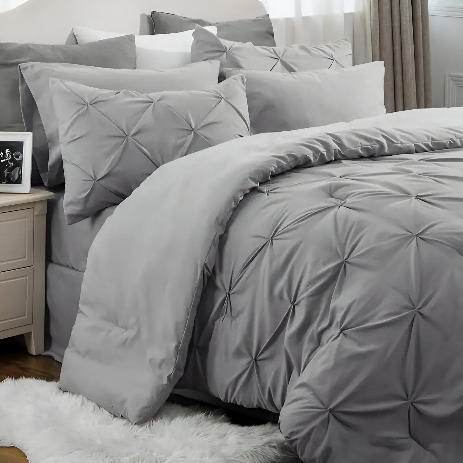 Pintuck Cross Pleated Duvet Set 