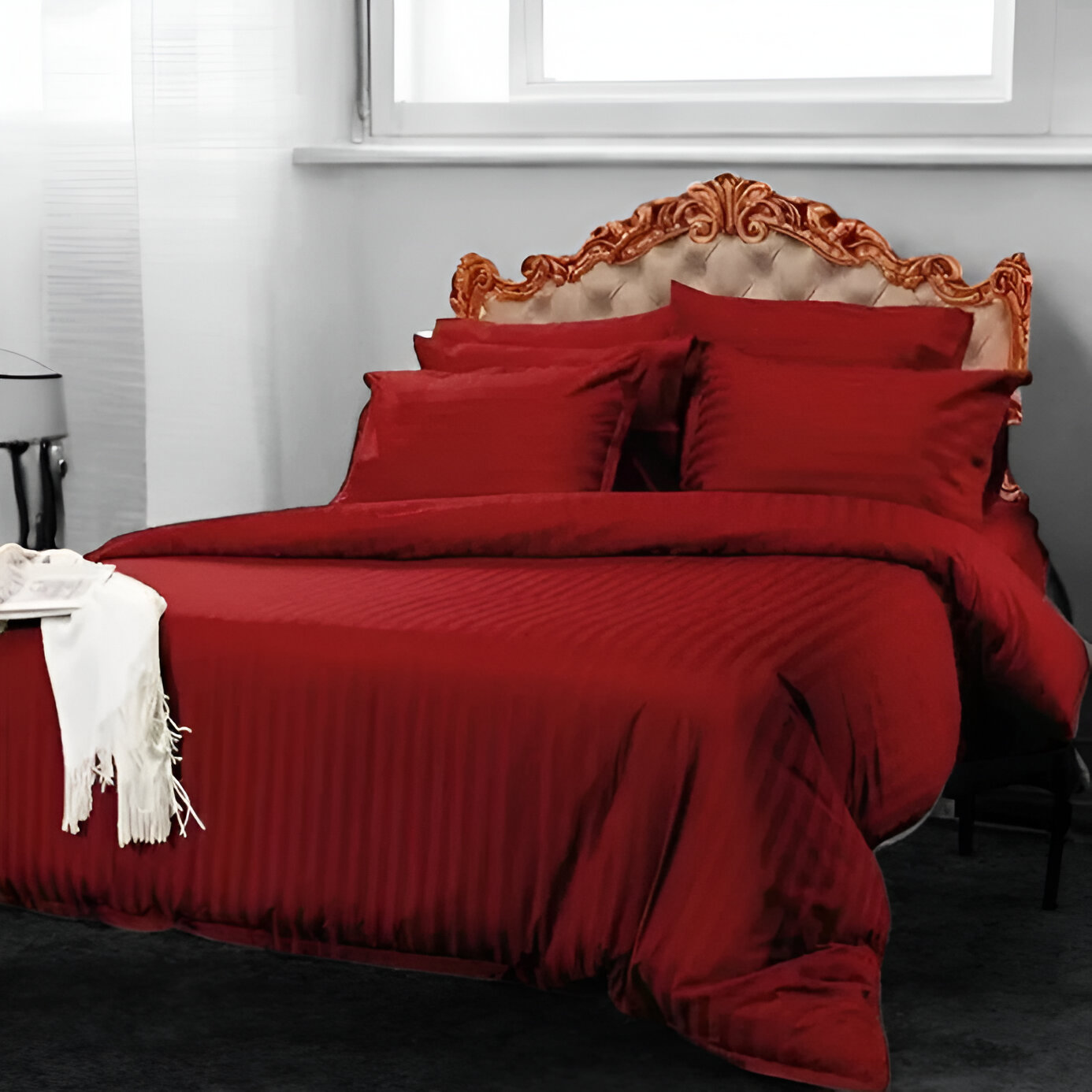 Maroon Stripe Duvet Set